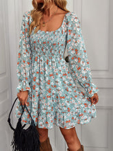 Load image into Gallery viewer, Floral Smocked Ruffle Hem Flounce Sleeve Dress