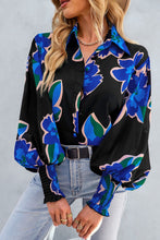 Load image into Gallery viewer, Printed Lantern Sleeve Button-Up Shirt