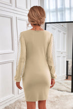 Load image into Gallery viewer, Contrast Mesh Sleeve Wrap Front Dress