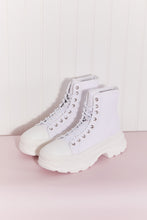 Load image into Gallery viewer, Berness Stick To It Platform Lace-Up Booties in White