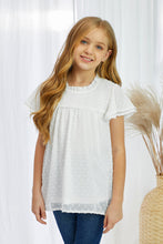 Load image into Gallery viewer, Girls Swiss Dot Smocked Flutter Sleeve Blouse