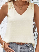Load image into Gallery viewer, Swiss Dot Shoulder Detail V-Neck Tank
