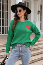 Load image into Gallery viewer, Heart Graphic Dropped Shoulder Sweater