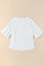 Load image into Gallery viewer, Puff Sleeve Curved Hem Blouse