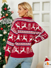 Load image into Gallery viewer, Christmas Reindeer Dropped Shoulder Sweater