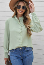 Load image into Gallery viewer, Frilled Trim Button Down Shirt