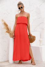 Load image into Gallery viewer, Strapless Leg Split Maxi Dress
