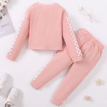 Load image into Gallery viewer, Girls Checkered Drop Shoulder Sweatshirt and Joggers Set