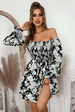 Load image into Gallery viewer, Floral Flounce Sleeve Smocked Square Neck Dress