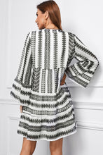 Load image into Gallery viewer, Printed Notched Neck Flare Sleeve Tiered Dress