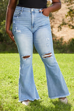 Load image into Gallery viewer, RISEN Divine Denim Full Size Run Distressed Flare Jeans