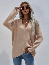 Load image into Gallery viewer, Deep V Rib-Knit Sweater