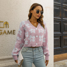 Load image into Gallery viewer, Floral Button Down Cropped Cardigan