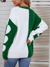 Load image into Gallery viewer, Contrast Heart Pattern Rib-Knit Sweater