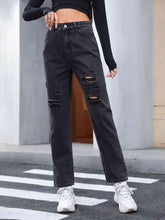 Load image into Gallery viewer, Distressed Straight Leg Jeans