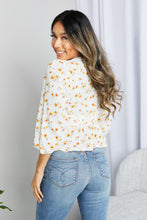 Load image into Gallery viewer, Blu Pepper Floral Three-Quarter Sleeve Peplum Blouse