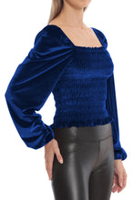 Load image into Gallery viewer, Smocked Square Neck Long Sleeve Blouse