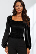 Load image into Gallery viewer, Smocked Square Neck Long Sleeve Blouse