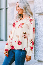 Load image into Gallery viewer, Floral Notched Curved Hem Blouse