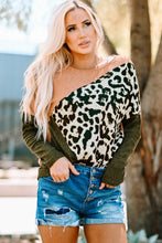 Load image into Gallery viewer, Leopard Color Block Ribbed Round Neck Top