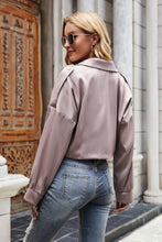 Load image into Gallery viewer, Dropped Shoulder Button Down Cropped Blazer