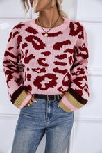 Load image into Gallery viewer, Leopard Round Neck Long Sleeve Sweater