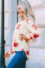 Load image into Gallery viewer, Floral Notched Curved Hem Blouse