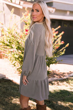 Load image into Gallery viewer, Ribbed Round Neck Long Sleeve Tiered Mini Dress