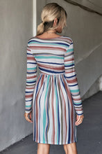 Load image into Gallery viewer, Striped Round Neck Long Sleeve Tee Dress