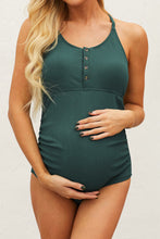 Load image into Gallery viewer, Ribbed Spaghetti Strap One-Piece Maternity Swimsuit