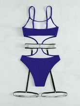 Load image into Gallery viewer, Glitter Cutout Spaghetti Strap One-Piece Swimsuit