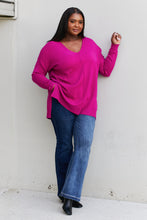 Load image into Gallery viewer, Zenana Sweater Weather Full Size Center Seam Tunic Sweater in Magenta