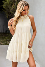 Load image into Gallery viewer, Tie Back Ruffle Collar Tiered Dress