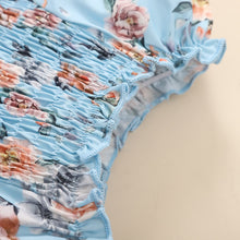 Load image into Gallery viewer, Girls Floral Smocked Flounce Sleeve Layered Dress