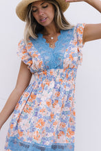 Load image into Gallery viewer, Floral Smocked Waist Spliced Lace Dress
