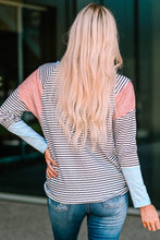 Load image into Gallery viewer, Striped Round Neck Long Raglan Sleeve Tee