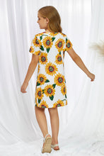 Load image into Gallery viewer, Girls Floral V-Neck Twisted Dress