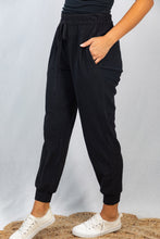 Load image into Gallery viewer, White Birch Full Size Drawstring Waist Rib-Knit Joggers with Pockets in Black