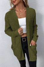 Load image into Gallery viewer, Rib-Knit Open Front Pocketed Cardigan