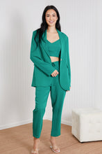 Load image into Gallery viewer, GeeGee Wall Street Full Size Bra, Blazer, and Pants Set in Kelly Green