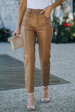 Load image into Gallery viewer, Faux Leather Ankle-Length Straight Leg Pants