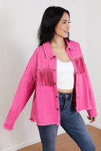 Load image into Gallery viewer, GeeGee Southwest Full Size Rhinestone Fringe Detail Shirt Jacket