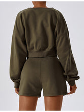 Load image into Gallery viewer, V-Neck Dropped Shoulder Sports Sweatshirt