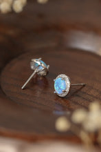 Load image into Gallery viewer, 925 Sterling Silver Platinum-Plated Opal Round Stud Earrings