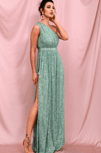 Load image into Gallery viewer, Sequin One-Shoulder Split Dress