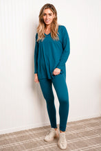 Load image into Gallery viewer, Zenana Full Size V-Neck High-Low Top and Leggings Loungewear Set in Teal