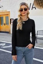 Load image into Gallery viewer, Flounce Sleeve Round Neck Rib-Knit Top