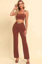 Load image into Gallery viewer, Chain Detail Cropped Cami and Straight Leg Pants Set