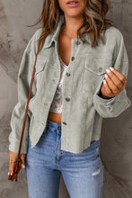 Load image into Gallery viewer, Double Take Raw Hem Button Down Corduroy Jacket with Pockets