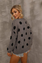 Load image into Gallery viewer, Polka Dot Open Front Dropped Shoulder Cardigan